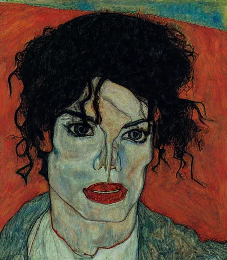 Image similar to portrait of michael jackson by egon schiele, intense desire, high quality, high detail