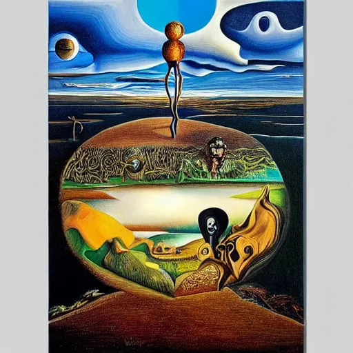 Image similar to the world between death and life, surrealistic extremely detailed painting, by damien gilley and salvador dali