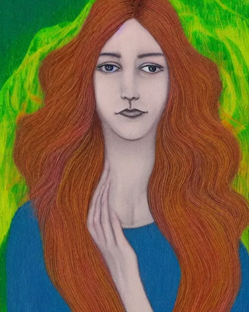 Prompt: portrait woman with the hair as an northern light, fine details