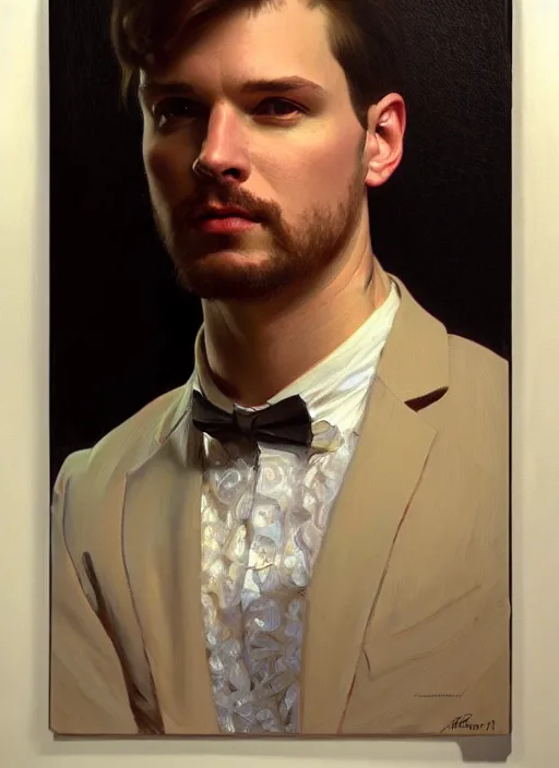 Prompt: oil portrait of kevin kellen, intricate, elegant, highly detailed, lighting, painting, artstation, smooth, illustration, art by greg rutowski and alphonse mucha