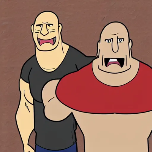 Image similar to dwayne johnson in the style of animated gravity falls