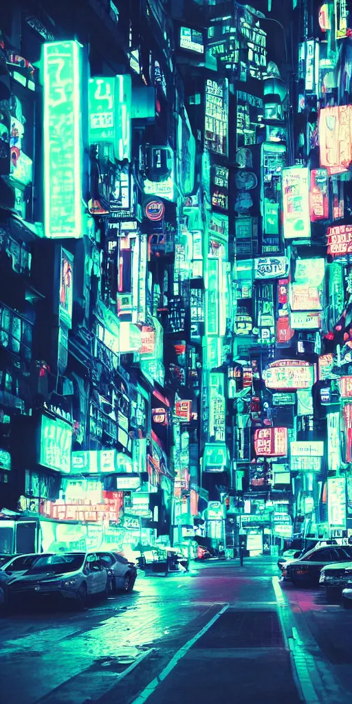 Prompt: black blue neon cyberpunk city on north atlantic island, lights