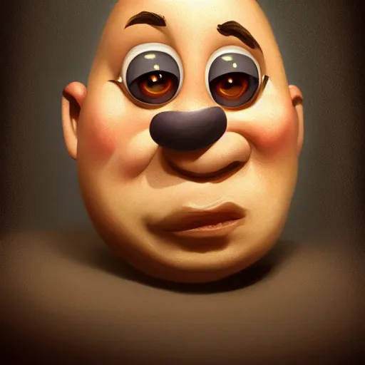 Image similar to teteaclaquestv mr potato head caricature, artgem, digital painting, color painting, hyperrealistic, concept art, oil painting, masterpiece, concept art, trending on deviantart, realistic and detailed face, highly detailed, high quality, 8 k, soft lighting, fancy colors, fantasy, cinematic, high coherence