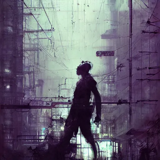 Image similar to screaming cyberpunk, wires, machines by emil melmoth zdzislaw belsinki craig mullins yoji shinkawa realistic render ominous detailed photo atmospheric by jeremy mann francis bacon and agnes cecile ink drips paint smears digital glitches glitchart