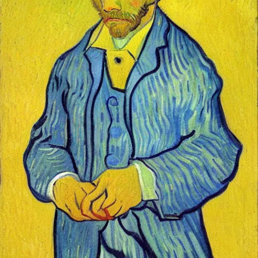 Image similar to portrait by vincent van gogh of a lemon wearing a suit