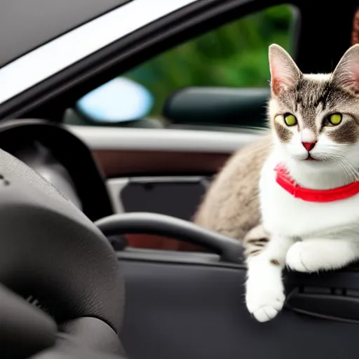 Image similar to cat driving a car