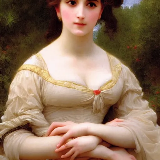 Prompt: portrait painting of a princess, close-up, elegant, graceful, by Bouguereau, highly detailed