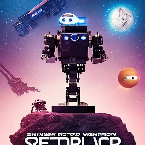 Image similar to a 3 d rendered movie still a giant robot ( ( kitten ) ) 1 million into the future. the robot is sentient, wears a spacesuit, and explores cosmos in a super awesome space ship. science fiction blockbuster movie robots don't reboot or my stepmom is a robot, imax 7 0 mm. bladerunner, silent running, wall - e