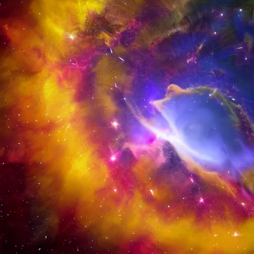 Image similar to nebula made of lightning, planets, shore, twister, frog, 4 k