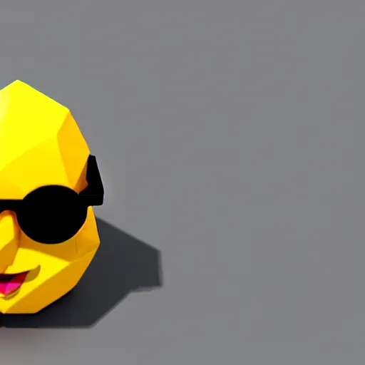 Prompt: isometric low - poly lemon wearing sunglasses