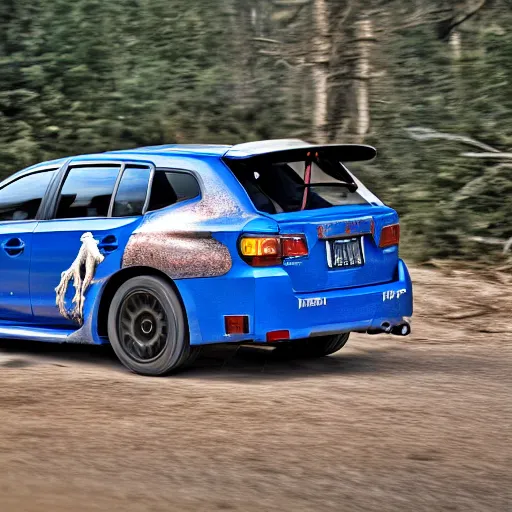 Prompt: velociraptor mongoliensis wrx impreza, hdr 8 k