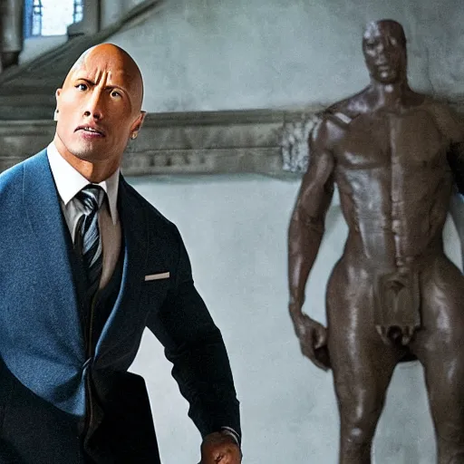 Prompt: dwayne johnson as harry potter, full body shot, highly - detailed, sharp focus, award - winning