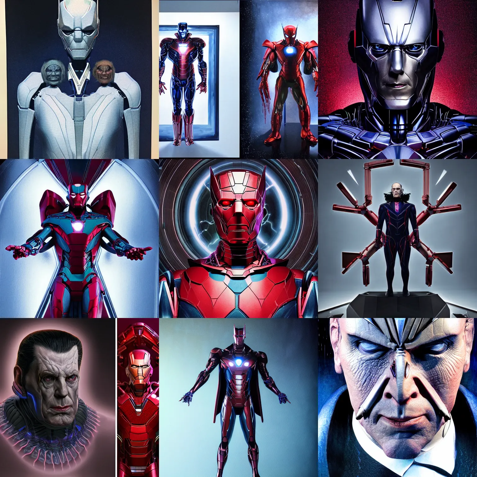 Prompt: studio portrait of ai professor by gierymski, avantgarde photo portrait of ai artist by wayne barlowe, marvel avengers movie still frame of mr sinister