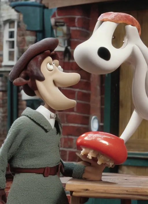 Image similar to Wallace discovers that Gromit is made of cheese