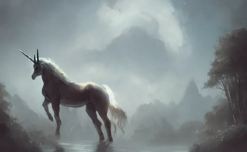 Image similar to a painting of a unicorn trending on artstation in the style of greg rutkowski