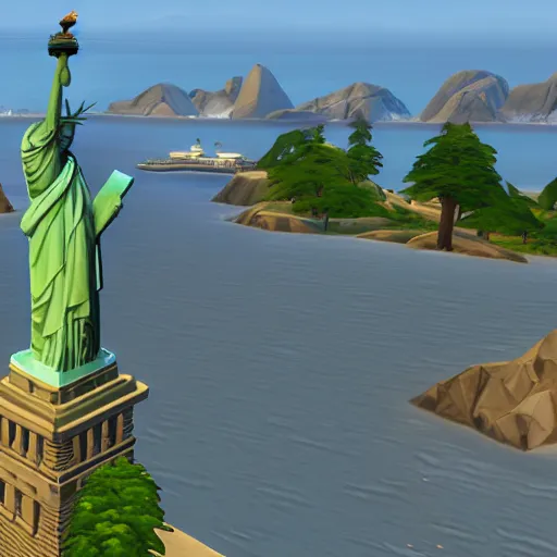 Image similar to a screenshot of the statue of liberty in the sims 4