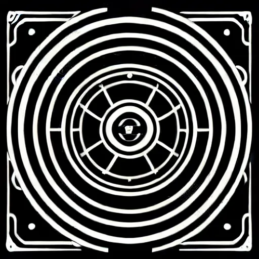 Image similar to black and white sci fi luxury themed svg vector art panel for cnc plasma, laser, stencil, unique art deco circuit board design