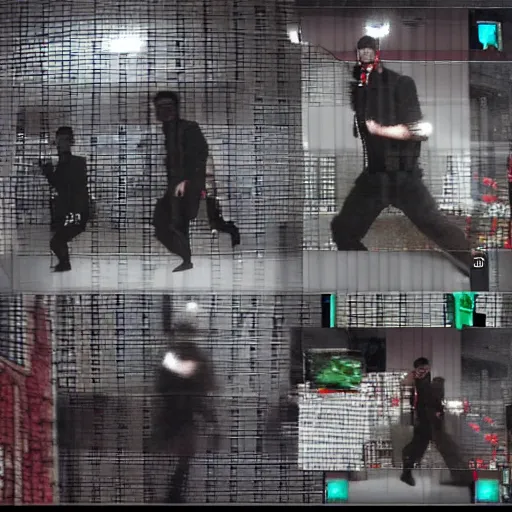 Image similar to highly detailed matrix clone of 2 1 savage demon cctv footage