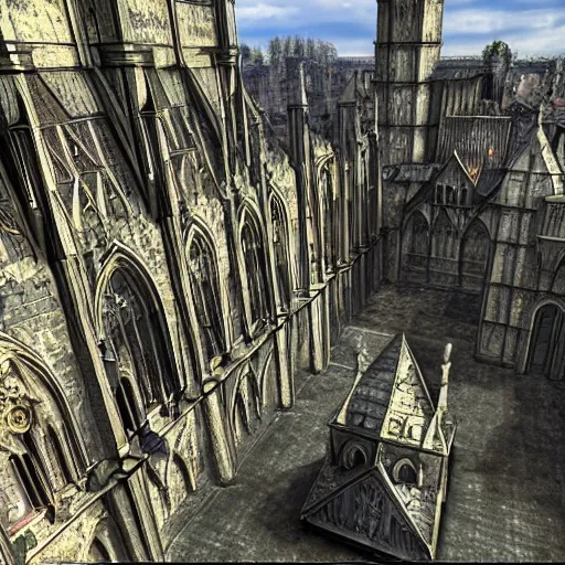 Image similar to gothic medieval city, hdr raytracing, highly detailed