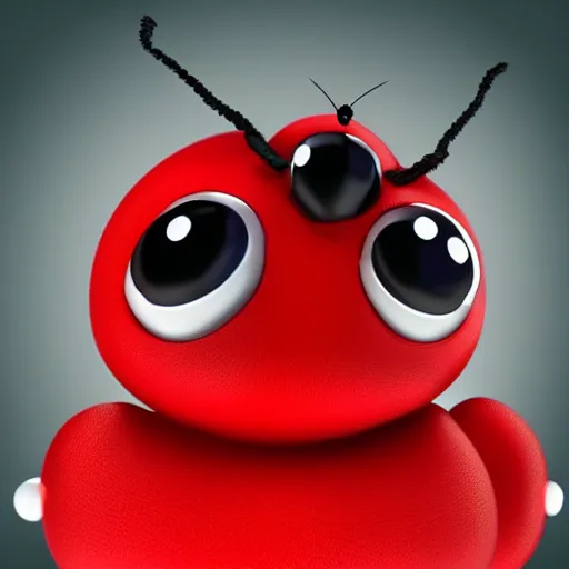 Prompt: red big cute chubby fly, cartoon, game character, soft lighting, higly detailed