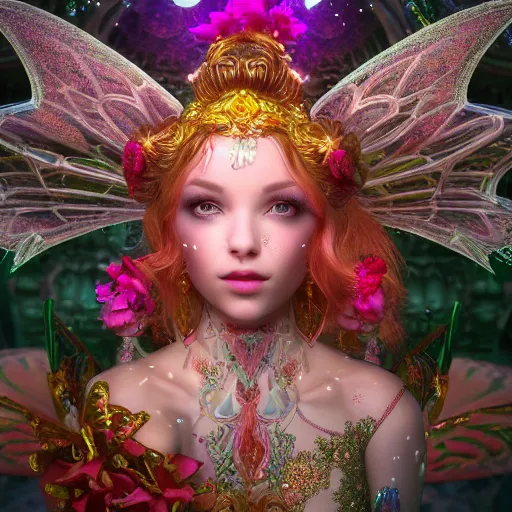 Image similar to portrait of fairy princess, beautiful, attractive, glowing, ornate and intricate, jaw dropping, dynamic lighting, colorful, fairy tale, intricate and detailed, 4 k octane render