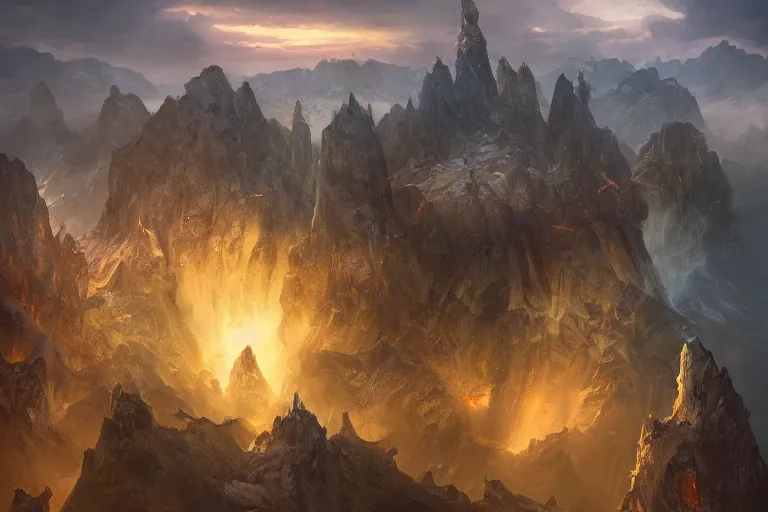 Image similar to high aerial shot, fantasy landscape, sunset lighting ominous shadows, cinematic fantasy painting, dungeons and dragons, coastline by jessica rossier and brian froud