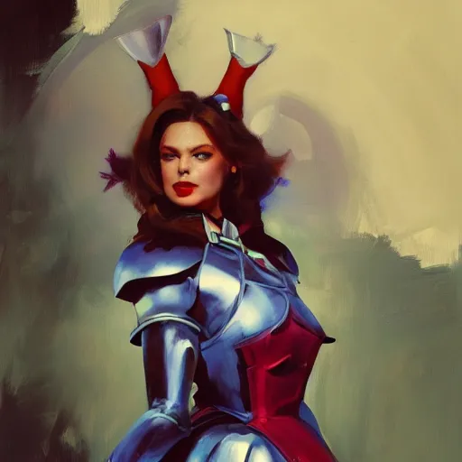 Image similar to greg manchess portrait painting of partially armored alice from alice in wonderland as overwatch character, medium shot, asymmetrical, profile picture, organic painting, sunny day, matte painting, bold shapes, hard edges, street art, trending on artstation, by huang guangjian, gil elvgren, ruan jia, randy vargas, greg rutkowski