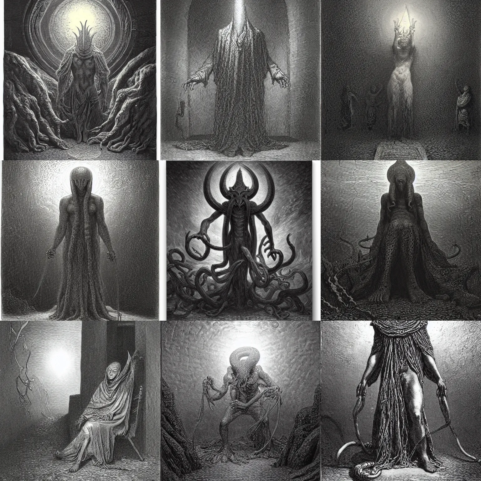 Prompt: nyarlathotep by Gustave Dore