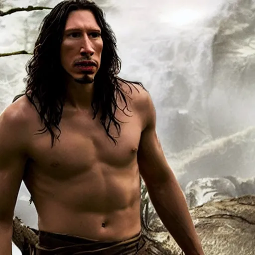 Image similar to adam driver as tarzan