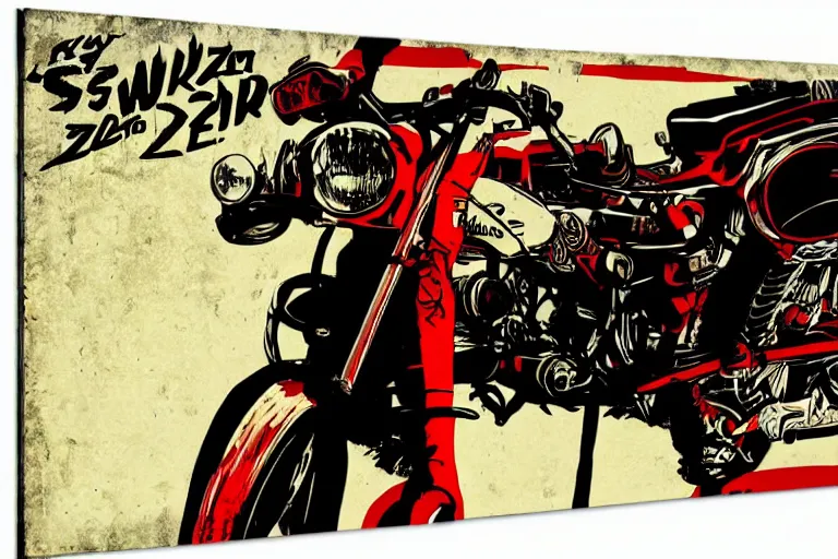 Image similar to schwartz, akira's motorcycle, gorillaz, poster, high quality