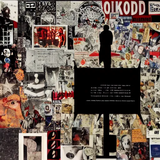 Image similar to a paper collage of armageddon, a god of death stands in the middle, kurt schwitters, richard hamilton, joe webb, chambliss giobbi, lynn skordal, derek gores, barbara kruger, jacques villegle.