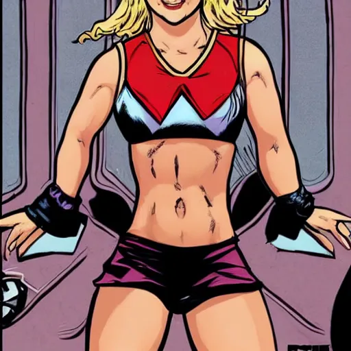 Prompt: In the style of Rafael Albuquerque comic art, Britney Spears trying out for head cheerleader.