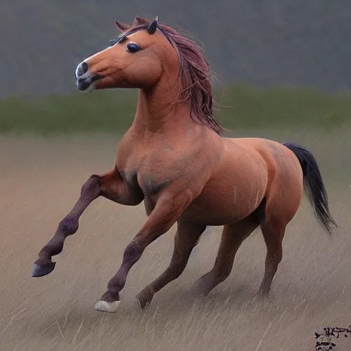 Prompt: a galloping wild horse, by xu-beihong