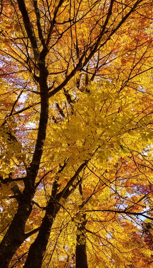 Prompt: beautiful autumn tree with yellow leaves, melancholy autumn light, blood pumping through veins, blood vessels stretching out intricately, biological beauty, sinister, scientific close-up of veins and blood, atmospheric HD photograph, depth of field