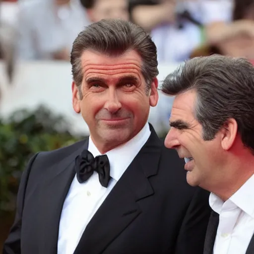 Prompt: steve carell and pierce brosnan as one person