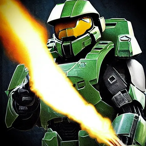 Prompt: “ master chief from halo smoking a glass bong. ”