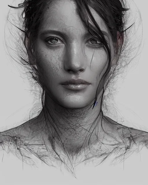 Prompt: The face of a woman being slowly recovered of tree roots, calm-looking, digital art, artstation, 8k, intricate, meaningful