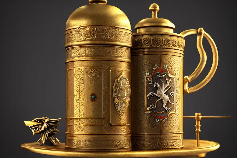 Prompt: a very detailed concept art of game of thrones samovar, trending on artstation, digital art, 4 k, hyper realistic, octane render, sharp focus