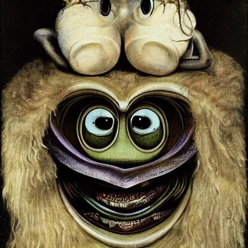 Image similar to Muppets designed by H.R. Giger and Hieronymus Bosch