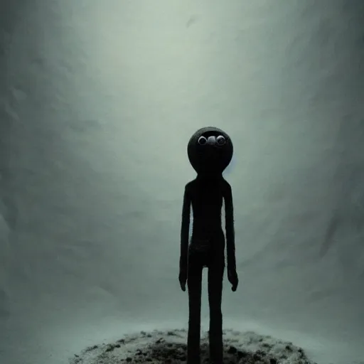 Image similar to the lost sould, surrealistic detailed claymation art, dark, moody, foggy