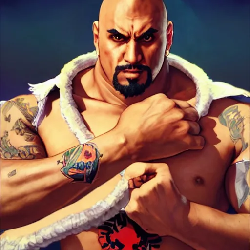 Image similar to arturo vidal as a street fighter character, cg animation, capcom, realistic, character select portrait, by artgerm, greg rutkowski, alphonse mucha, 3 d