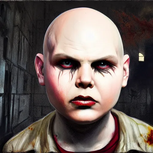 Prompt: color head portrait of young and youthful billy corgan as a zombie, 7 days to die zombie, gritty background, fine art, award winning, intricate, elegant, sharp focus, cinematic lighting, digital painting, 8 k concept art, art by michael hussar, art by brom, art by guweiz and z. w. gu, 8 k