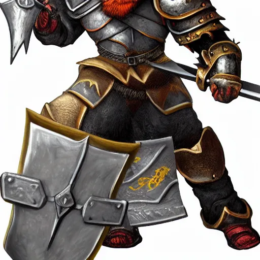 Prompt: dragon warrior in heavy armor holding bastard sword, full body, award winning,