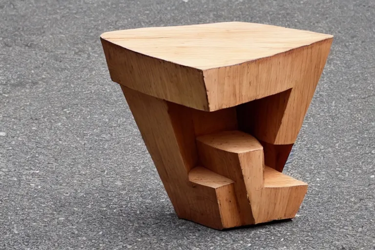 Prompt: a wooden building in the shape of a side table