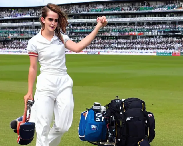 Image similar to emma watson opens the batting for england at lord's cricket ground