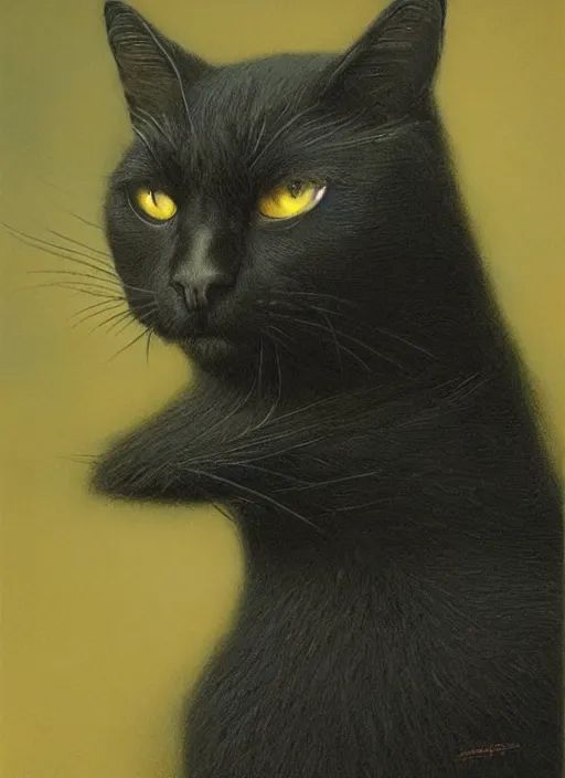 Image similar to a hybrid between a black cat and a crow, by bob eggleton, magnificent, ultra detailed, trending on artstation, realistic,