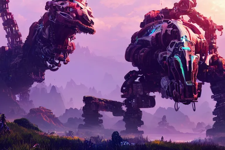 Image similar to tideripper machine mecanical creature robot of horizon forbidden west horizon zero dawn bioluminiscence global illumination ray tracing hdr fanart arstation by ian pesty and alena aenami artworks in 4 k