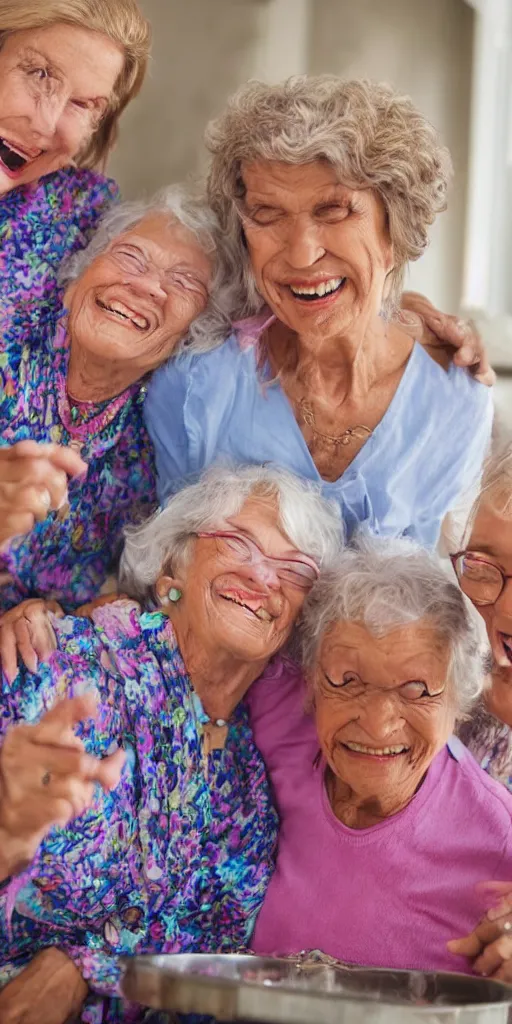 Image similar to smiling grandmas in the house on psychedelics