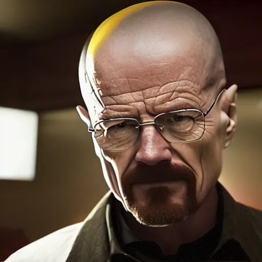 Prompt: Walter white in a crowded bar, he is drinking, closeup, dimly lit, 8k, realistic