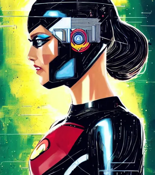 Image similar to portrait of a female android, by DC comics and Sandra Chevrier